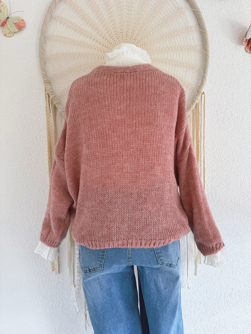 STRICKJACKE IN ALTROSA - ONE SIZE