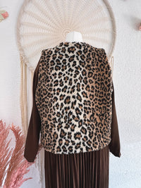 WESTE MIT LEOPRINT UND TEDDYFELL - ONE SIZE -