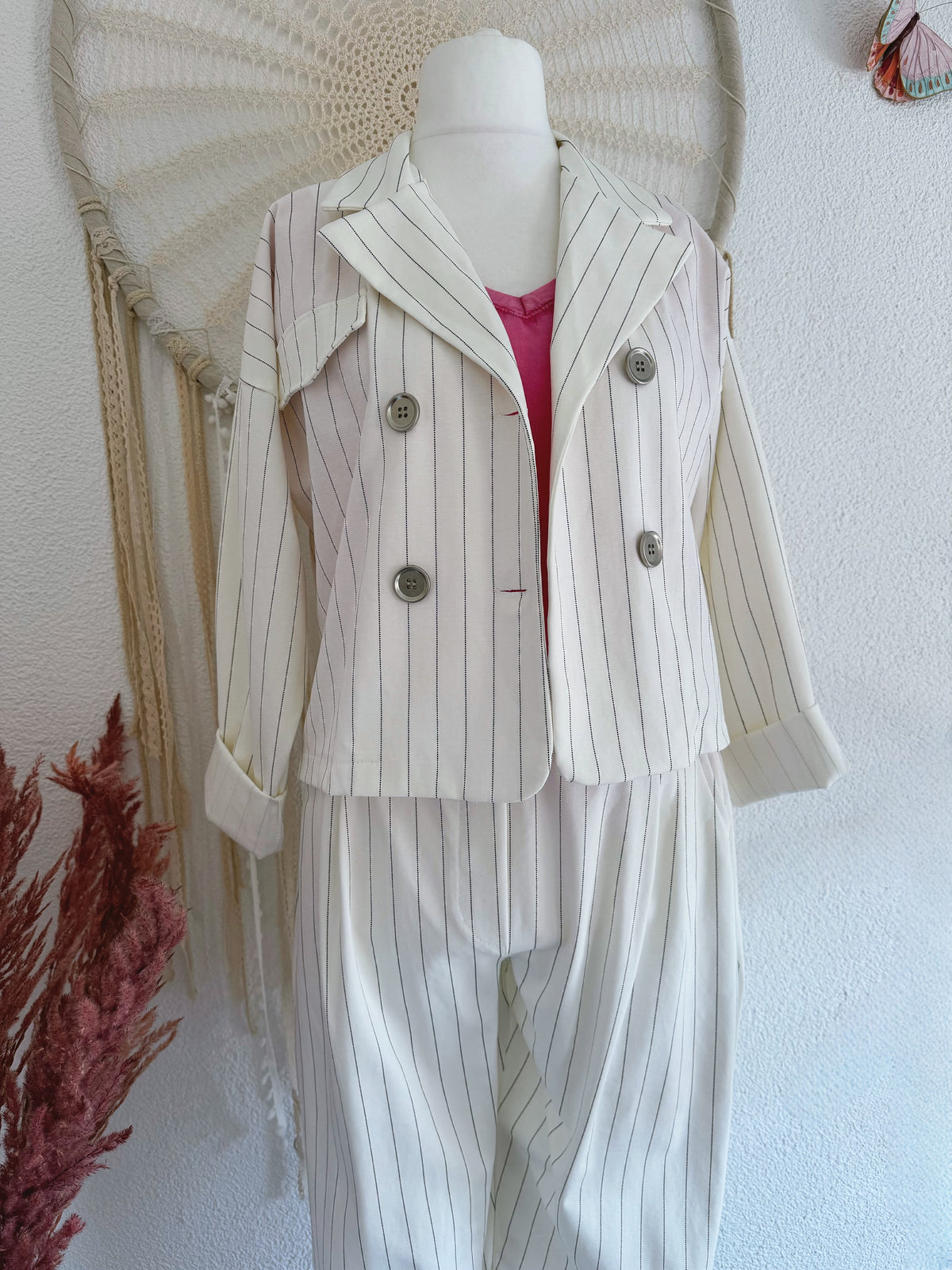 ZWEITEILER BLAZER & HOSE - IN WEIß - ONE SIZE