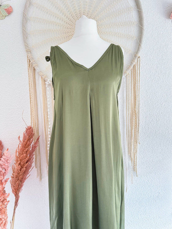 OVERSIZED BASIC KLEID ZUM BINDEN IN KHAKI - ONE SIZE -