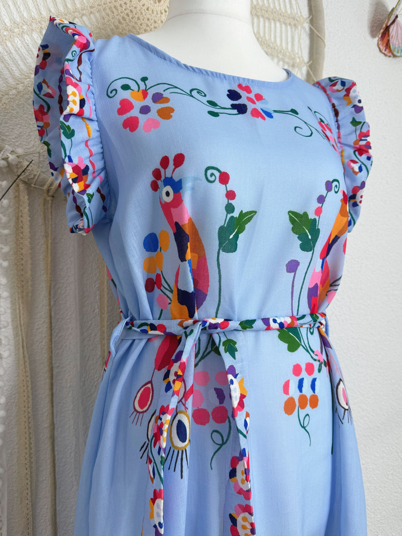 KLEID IM FOLKLORESTIL IN BLAU - ONE SIZE -