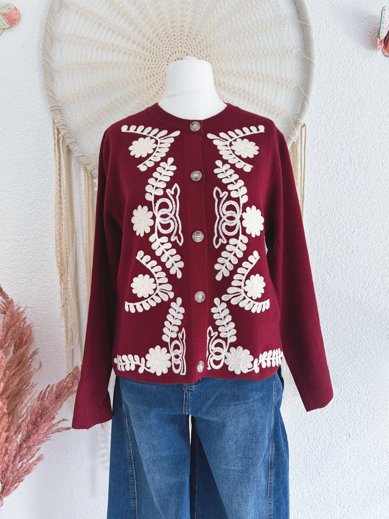 FEINSTRICKCARDIGAN MIT STICKEREI - ONE SIZE -