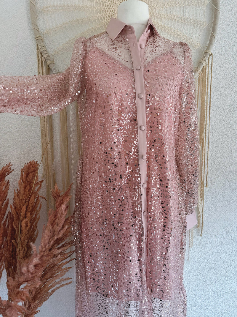 TRAUMHAFTES PAILLETTENKLEID IN ROSA - ONE SIZE -