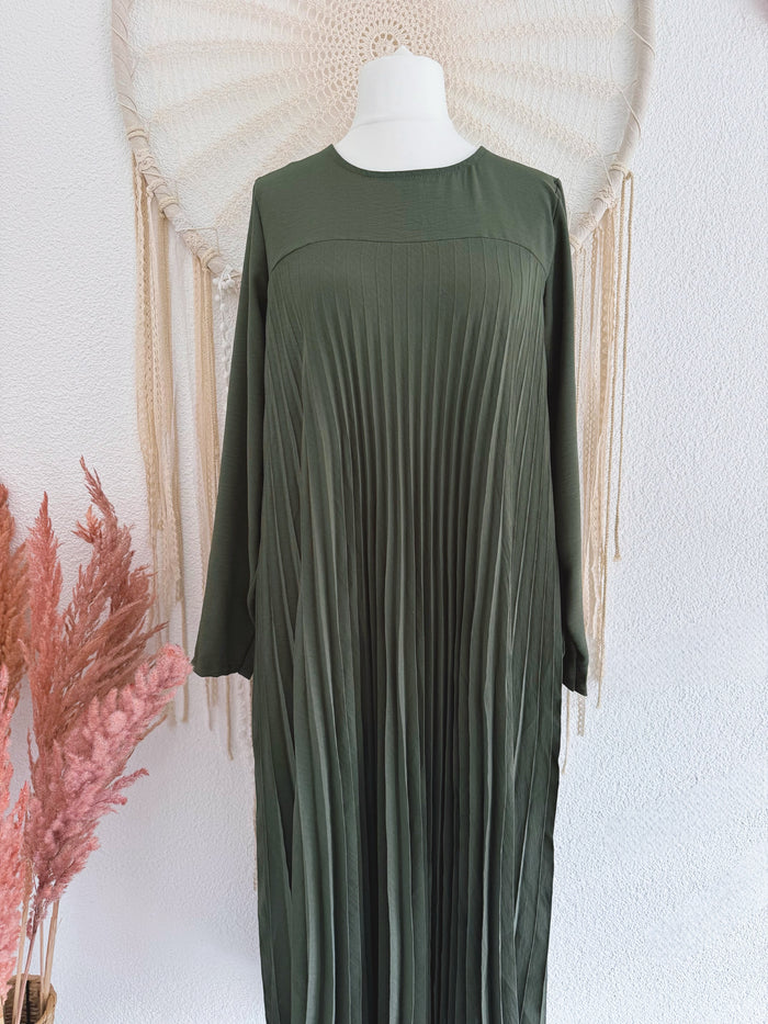 PLISSEEKLEID IN KHAKI MIT LANGEN ÄRMELN - ONE - SIZE -