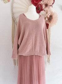 PLISSEEKLEID MIT TÜLL UND STRICKPULLOVER IN ROSA - ONE SIZE -