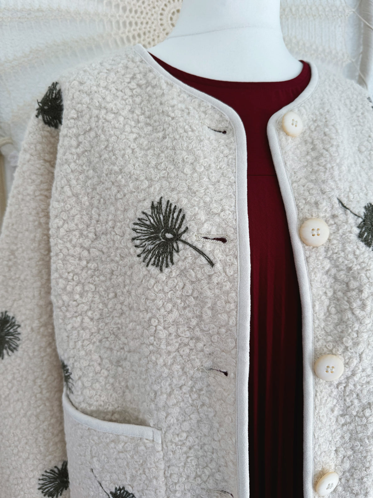 TEDDYFELL JACKE MIT PUSTEBLUMEN - VERSCH. GRÖßEN -