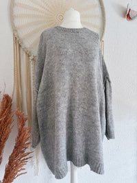 OVERSIZED LONG PULLOVER IN GRAU - ONE SIZE -