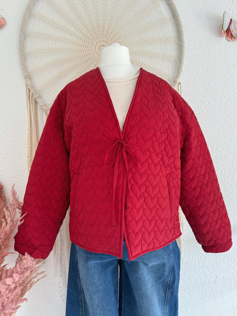 JACKE MIT GESTEPPTEN HERZCHEN - ONE SIZE