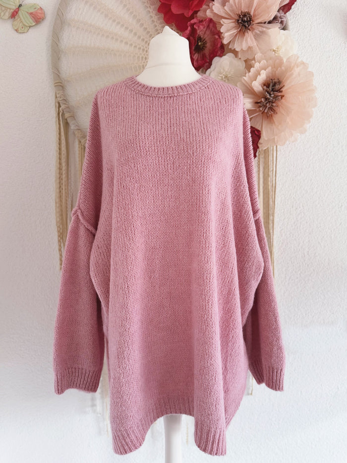 OVERSIZED LONG PULLOVER IN ROSA - ONE SIZE -