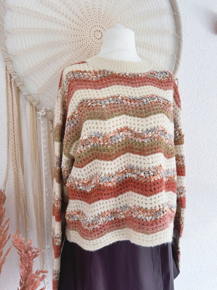 KUSCHELIGER STRICKPULLOVER IN NATURTÖNEN  - ONE SIZE -