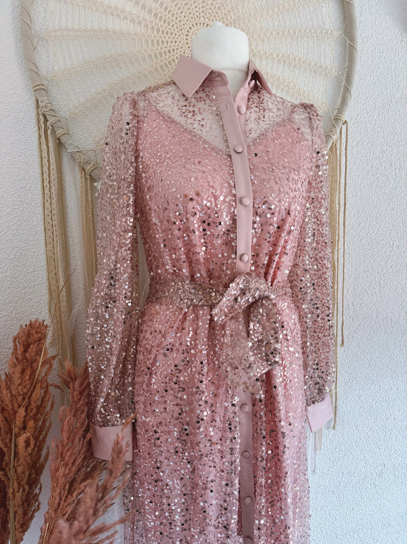 TRAUMHAFTES PAILLETTENKLEID IN ROSA - ONE SIZE -