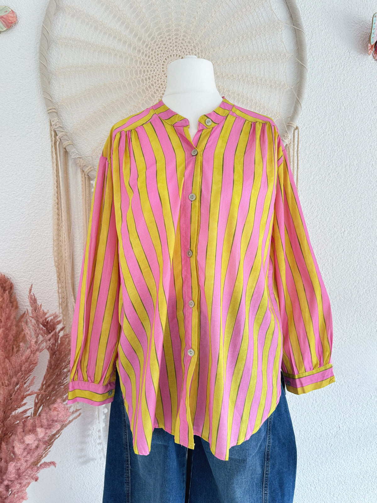 OVERSIZED BLUSE MIT STREIFEN - ONE SIZE -