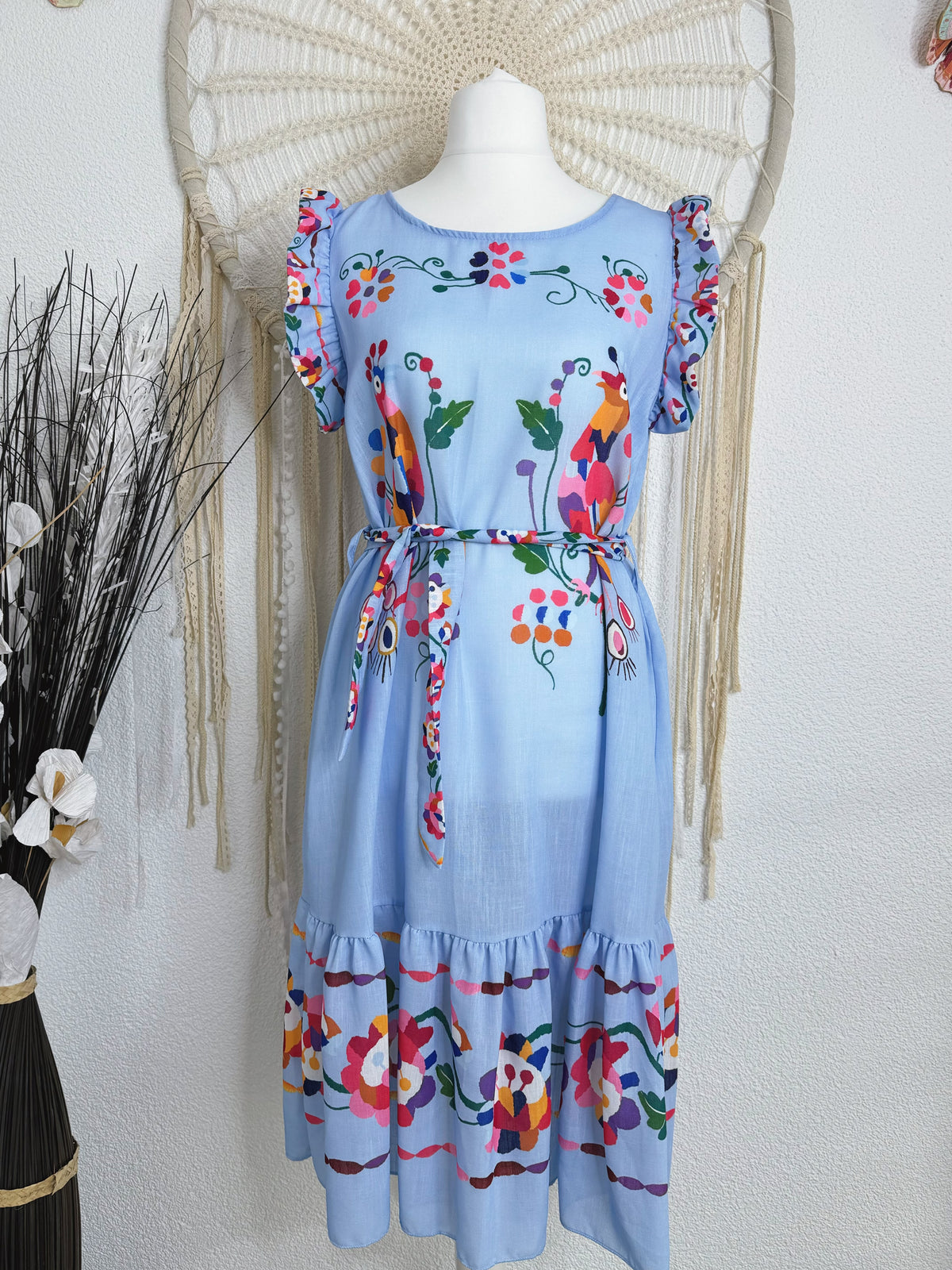 KLEID IM FOLKLORESTIL IN BLAU - ONE SIZE -