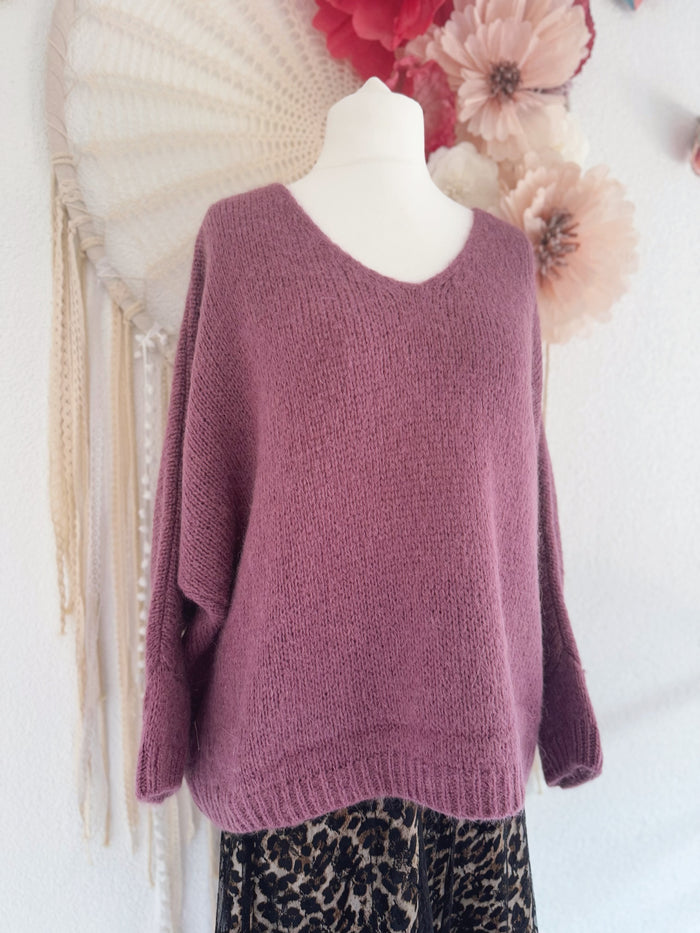 KUSCHELIGER STRICKPULLIVER IN MAUVE - ONE SIZE -