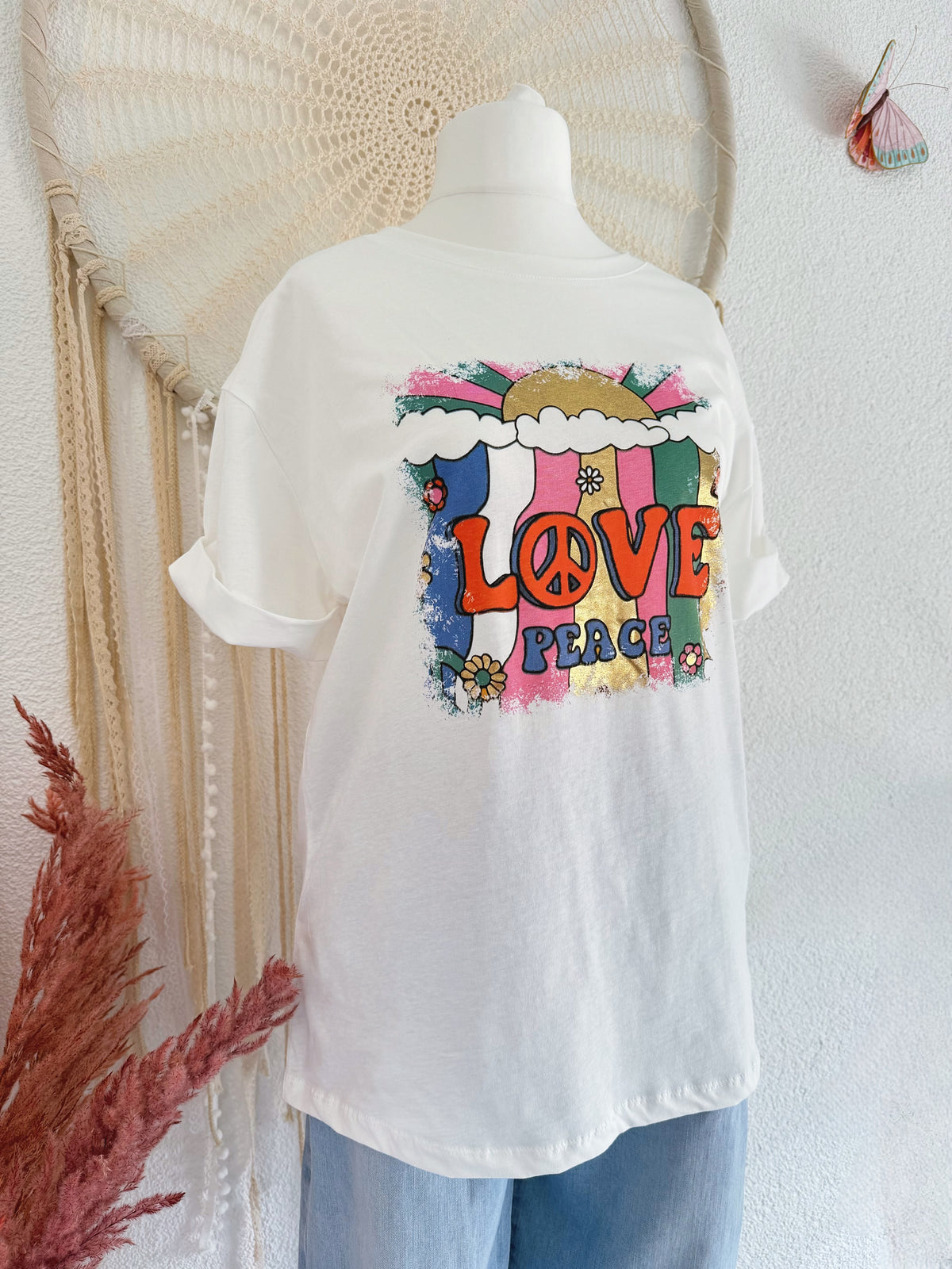 T-SHIRT MIT FARBENFROHEM AUFDRUCK - ONE SIZE -