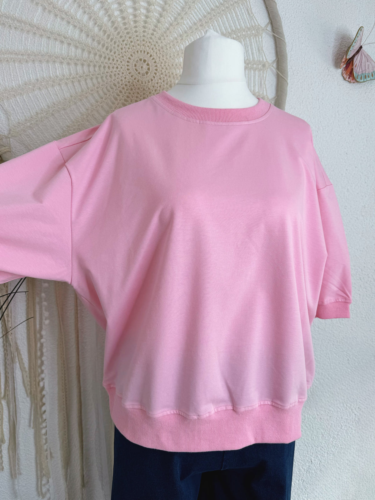 KURZARM SWEATSHIRT IN ROSA - ONE SIZE -