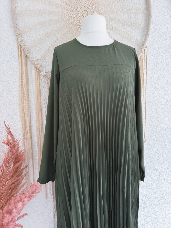 PLISSEEKLEID IN KHAKI MIT LANGEN ÄRMELN - ONE - SIZE -