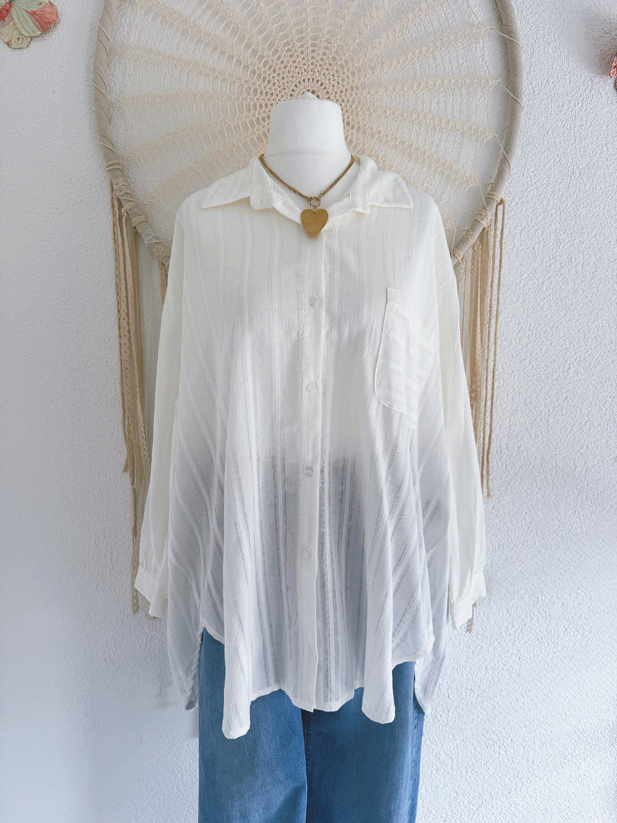 OVERSIZED BLUSE MIT MUSTER - ONE SIZE -