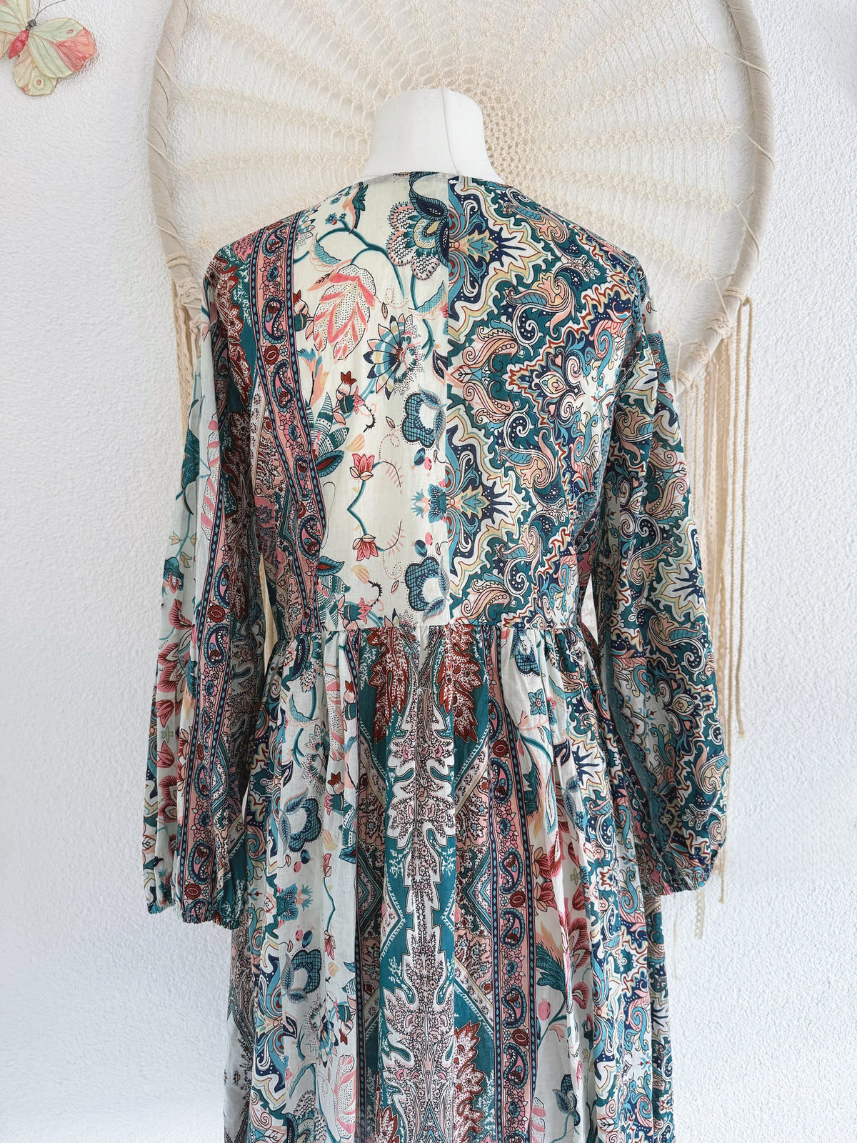 MIDIKLEID MIT PAISLEY PRINT UND BESTICKUNGEN - ONE SIZE