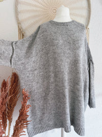 OVERSIZED LONG PULLOVER IN GRAU - ONE SIZE -