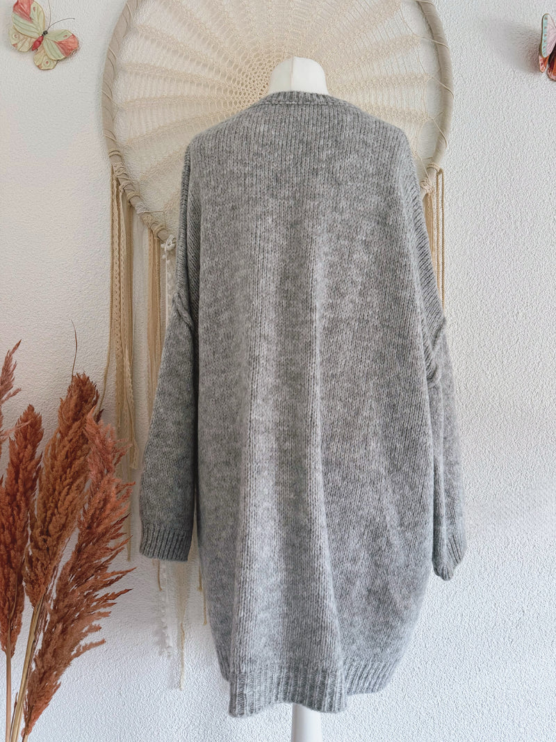 OVERSIZED LONG PULLOVER IN GRAU - ONE SIZE -