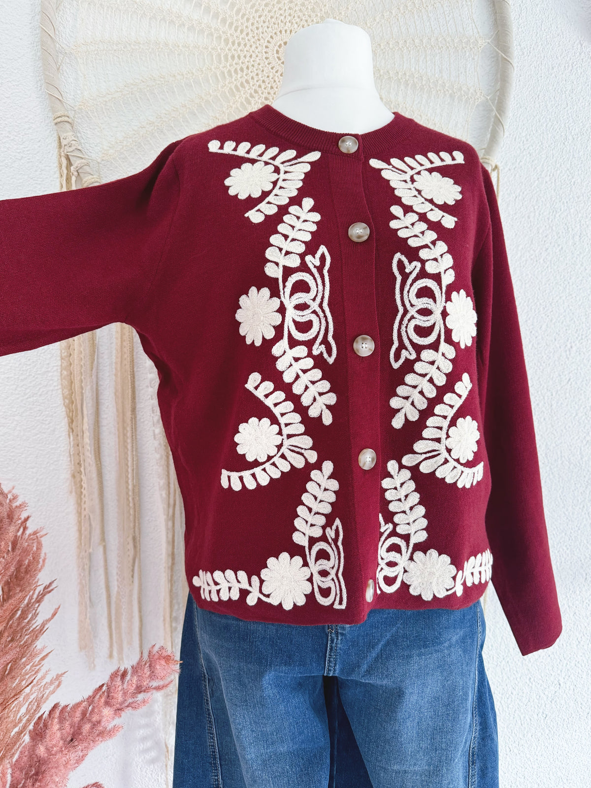 FEINSTRICKCARDIGAN MIT STICKEREI - ONE SIZE -