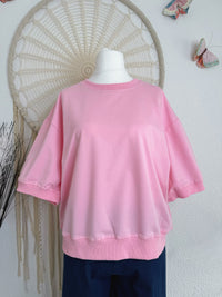 KURZARM SWEATSHIRT IN ROSA - ONE SIZE -