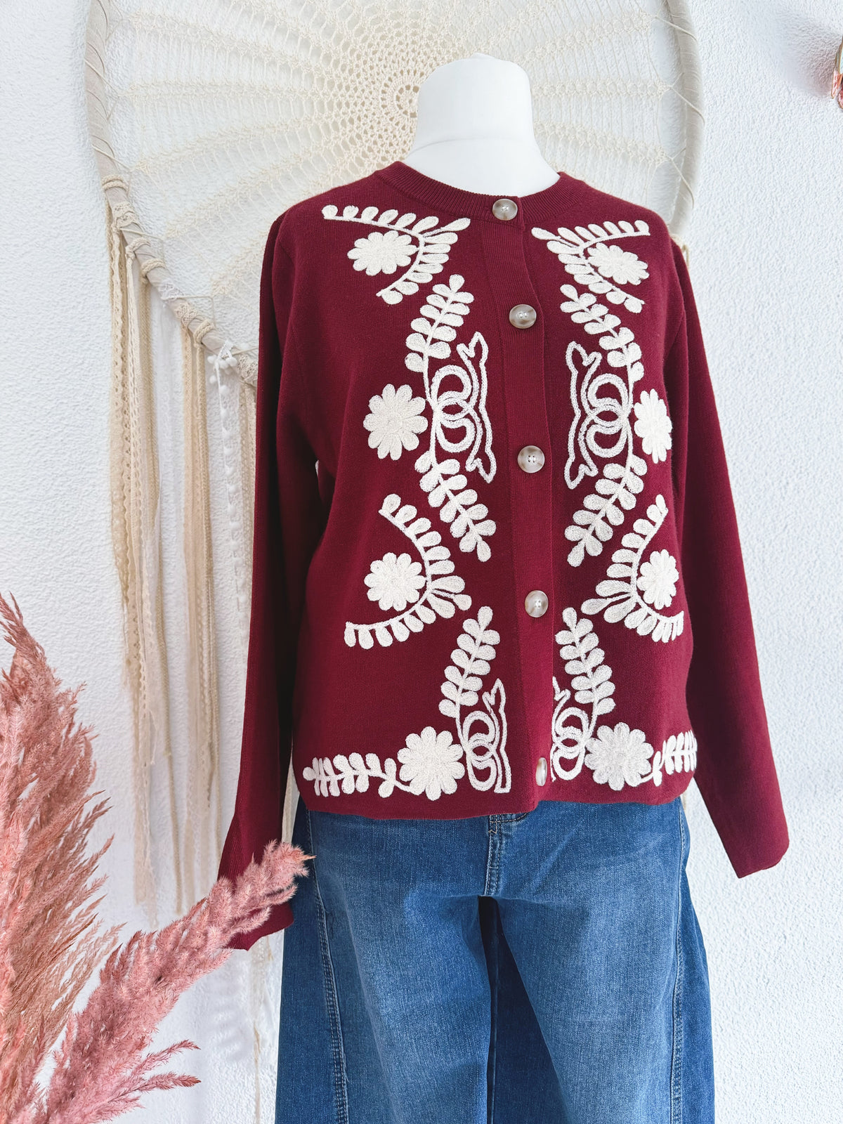 FEINSTRICKCARDIGAN MIT STICKEREI - ONE SIZE -