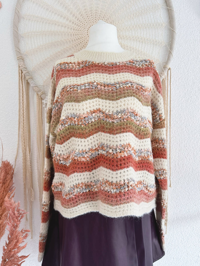 KUSCHELIGER STRICKPULLOVER IN NATURTÖNEN  - ONE SIZE -