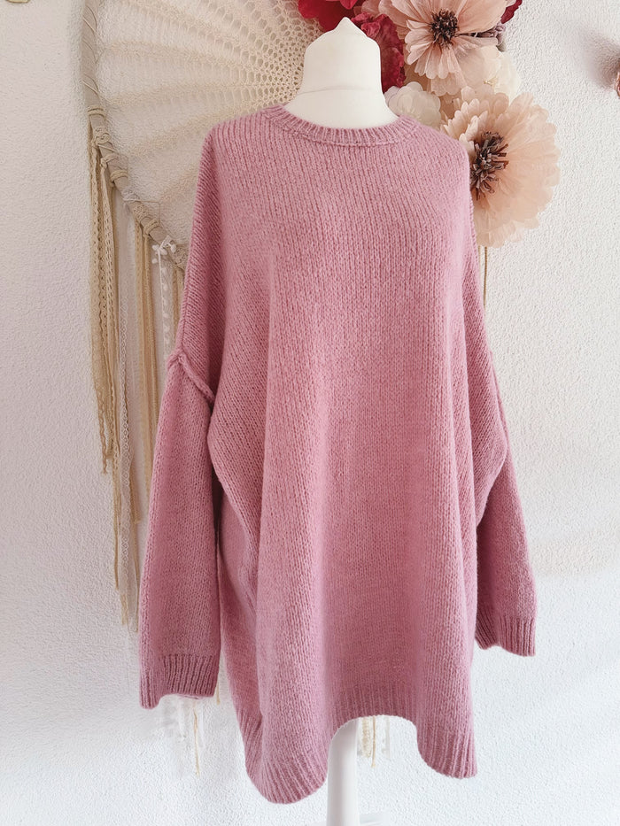 OVERSIZED LONG PULLOVER IN ROSA - ONE SIZE -