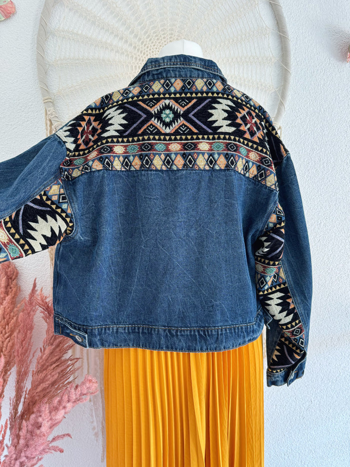 JEANSJACKE MIT MUSTER - ONE SIZE